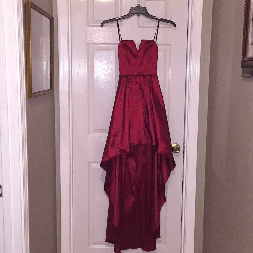 Red Strapless High-Low Formal Dress